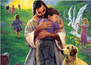 jesus holding a child